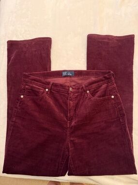 Gap Denim Burgundy Corduroy Baby Boot Pants 14/32R Stretch Bootcut Retro